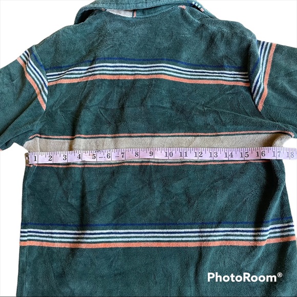 Vintage 70s velour polo longsleeve in retro stripe - Picture 5 of 9